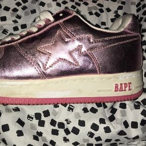 💥RARE💥 A Bathing Ape PINK METALLIC Bape Shoes💞